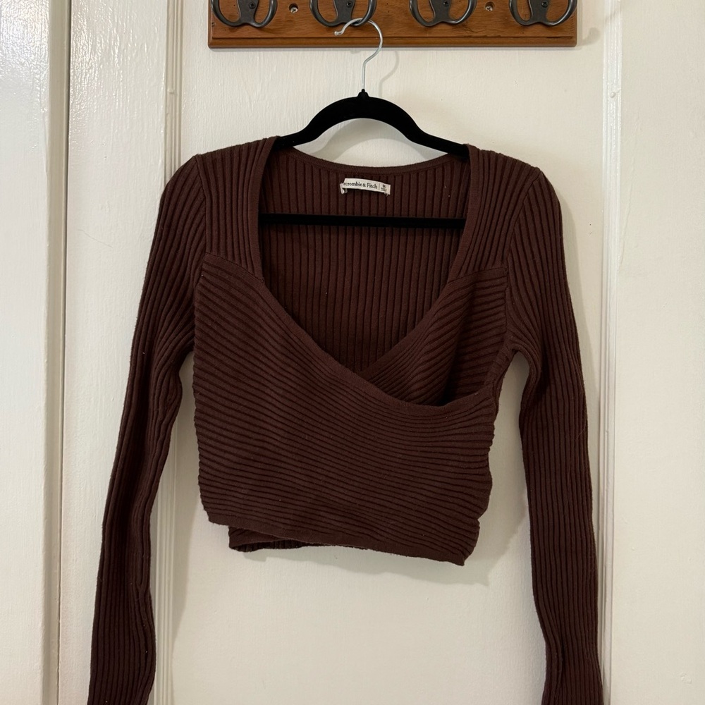Abercrombie Brown Ribbed Knit Women's Long Sleeve Top Medium